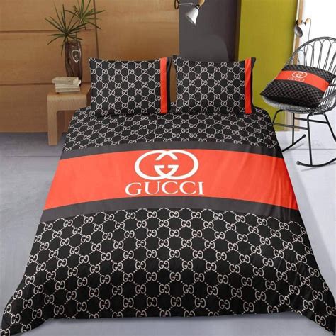 black gucci bed set|Black and Red Gucci bed set – MY luxurious home.